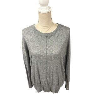 Caroline Grace Gray Cotton/Cashmere Crew Neck Sweater